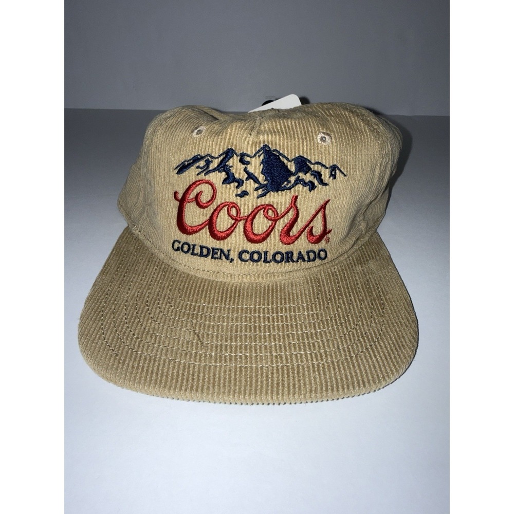 Coors Men Corduroy Snapback Hat Golden Colorado Beer Cap Tan Official Gift NWT